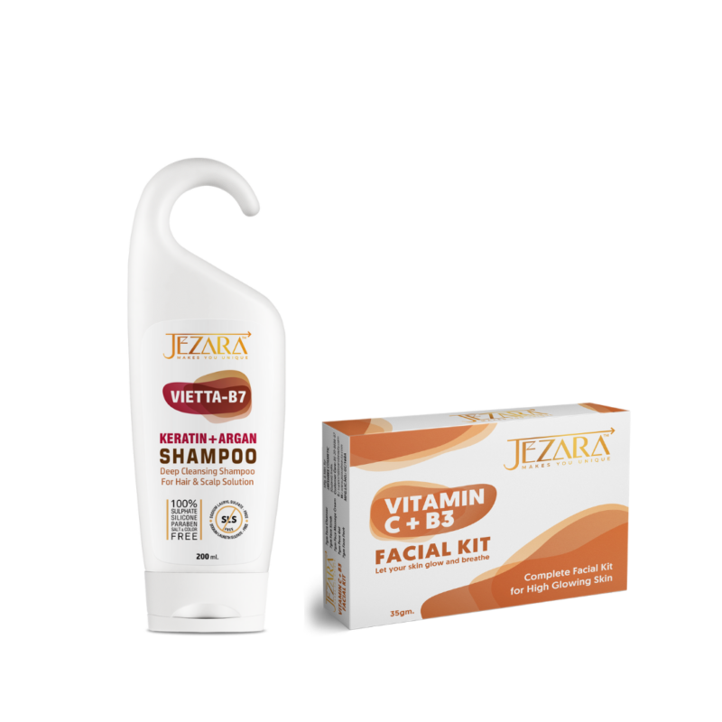 Jezara-Vietta-B7 -Shampoo -with Vitamin -C+B3 Facial- Kit -(35GM -pack)